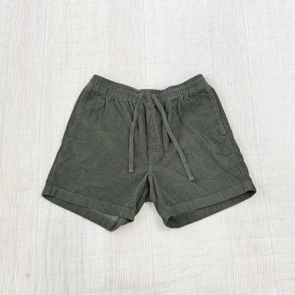J.Crew Corduroy Shorts Mens Small Green Elastic Waist Drawstring Dock Shorts